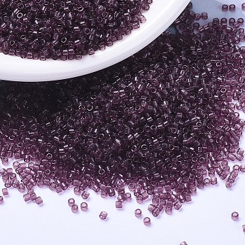 MIYUKI Delica Beads Small, Cylinder, Japanese Seed Beads, 15/0, (DBS1104) Transparent Mauve, 1.1x1.3mm, Hole: 0.7mm, about 3500pcs/10g