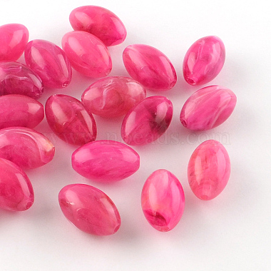 Deep Pink Oval Acrylic Beads