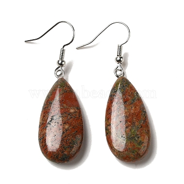 Natural Mixed Gemstone Teardrop Dangle Earrings(EJEW-E296-06P-A)-2