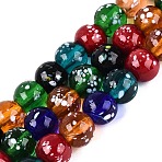 Handmade Lampwork Beads Strands, Round with Dot, Mixed Color, 10mm, Hole: 0.8~1.2mm, about 39~40pcs/strand, 13.98~15.75 inch(35.5~40cm)(LAMP-Q041-11A)