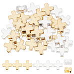 40Pcs 2 Colors Brass Beads, Lead Free & Cadmium Free, Cross, Mixed Color, 8x8x3.3mm, Hole: 1.5mm, 20pcs/color(KK-HY0003-90)