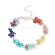 Natural & Synthetic Mixed Gemstone Chips Beaded Bracelet, 7 Chakra Jewelry for Women, 7-1/8 inch(18.2cm)(BJEW-TA00107)