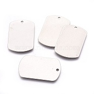 Stainless Steel Pendants, Stamping Blank Tag, Rectangle, Stainless Steel Color, 38x24x0.8mm, Hole: 2mm(STAS-E442-01P-AAA)