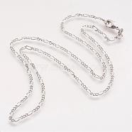 Brass Chain Necklaces, with Lobster Clasps, Platinum, 18.03 inch(45.8cm)(MAK-F015-02P)