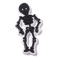 Halloween Theme PVC Cabochons, Skeleton, Black, 35x18x3mm(FIND-E017-19)