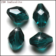Imitation Austrian Crystal Beads, Grade AAA, Faceted, Bicone, Dark Cyan, 6x9.5mm, Hole: 0.7~0.9mm(SWAR-F054-9x6mm-24)