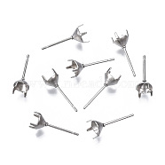316 Surgical Stainless Steel Stud Earring Setting, Fit for Rhinestone, Stainless Steel Color, Fit for 4.5mm Rhinestone, 13.5x5mm, Pin: 0.6mm(X-STAS-S117-023B)