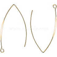 Brass Earring Hooks, with Horizontal Loop, Long-Lasting Plated, Real 18K Gold Plated, 44x26x0.8mm, Hole: 1.5mm, 20 Gauge, Pin: 0.8mm, 20pcs/set(KK-BC0003-75G)