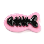 Black & Pink Opaque Resin Cabochons, for Jewelry Making, Fish Bone, 27x14.5x6.5mm(CRES-P026-A06)