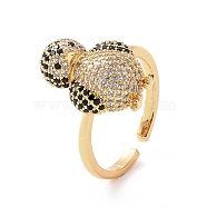 Cubic Zirconia Penguin Open Cuff Ring, Brass Jewelry for Women, Golden, Inner Diameter: 17.6mm(RJEW-G283-02G)