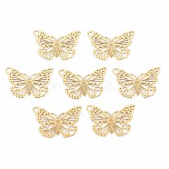 Rack Plating 304 Stainless Steel Filigree Connerctor Charms, Etched Metal Embellishments, Nickel Free, Butterfly, Real 18K Gold Plated, 12x18x0.4mm, Hole: 1.5mm(STAS-T057-48G)