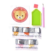 DIY Bear Head Pattern Diamond Painting Stickers Kits for Kids, Including Paper Picture, Resin Rhinestone, Plastic Tray Plate, Pen and Glue Clay, Colorful, 0.3x0.1cm, 5 bags(DIY-I068-03)