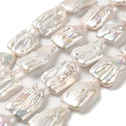 Natural Keshi Pearl Beads Strands, Baroque Pearls, Cultured Freshwater Pearl, Rectangle, Grade 4A+, Old Lace, 29~35.5x20x7~12mm, Hole: 0.7mm, about 12pcs/strand, 15.59~16.14''(39.6~41cm)(PEAR-E016-002)