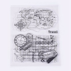 Silicone Stamps, for DIY Scrapbooking, Photo Album Decorative, Cards Making, World Map, Clear, 9~83x28~125mm(X-DIY-L010-Y42)