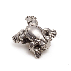 304 Stainless Steel European Beads, Large Hole Beads, Frog, Antique Silver, 14.5x13x8.5mm, Hole: 4.5mm(STAS-G228-26AS)