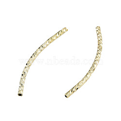 Brass Curved Tube Beads, Nickel Free, Real 14K Gold Plated, 30x5.5x2mm, Hole: 1.2mm(KK-N259-38B-01)