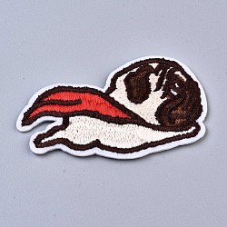 Flying Dog Appliques, Computerized Embroidery Cloth Iron on/Sew on Patches, Costume Accessories, Linen, 36x66.5x2mm(DIY-S041-142)