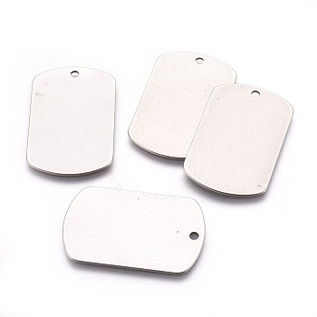 Stainless Steel Pendants, Stamping Blank Tag, Rectangle, Stainless Steel Color, 38x24x0.8mm, Hole: 2mm
