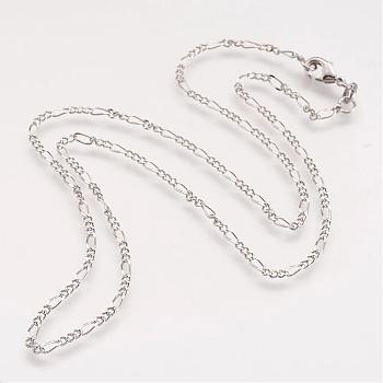 Brass Chain Necklaces, with Lobster Clasps, Platinum, 18.03 inch(45.8cm)