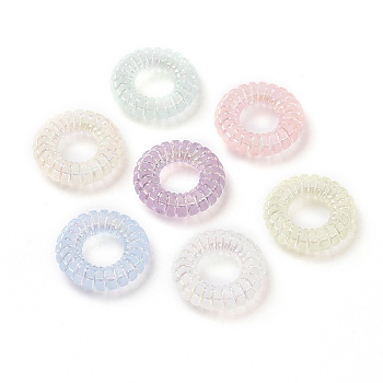 Transparent Frosted Acrylic Beads, AB Color Plated, Ring, Mixed Color, 14.3x4mm, Hole: 6mm, about 1100pcs/500g