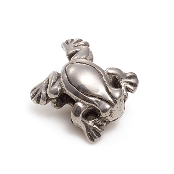 304 Stainless Steel European Beads, Large Hole Beads, Frog, Antique Silver, 14.5x13x8.5mm, Hole: 4.5mm