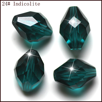 Imitation Austrian Crystal Beads, Grade AAA, Faceted, Bicone, Dark Cyan, 6x9.5mm, Hole: 0.7~0.9mm