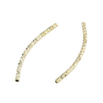 Brass Curved Tube Beads, Nickel Free, Real 14K Gold Plated, 30x5.5x2mm, Hole: 1.2mm