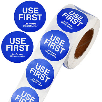 500Pcs Paper Adhesive Label Stickers, Flat Roound with Word Use First, Mauve, 77x40mm