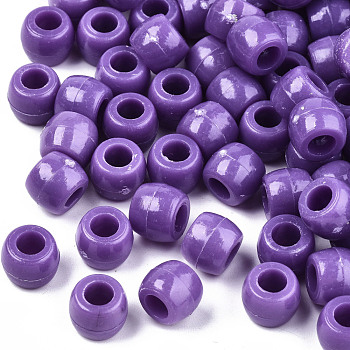 Plastic Beads, Barrel, Purple, 8x6mm, Hole: 3.5mm, about 2630pcs/500g