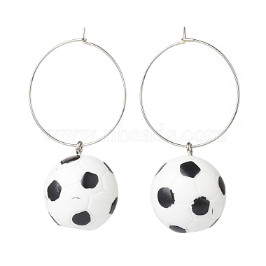 Sport Ball Theme Resin Dangle Big Hoop Earrings(EJEW-JE05023)-4