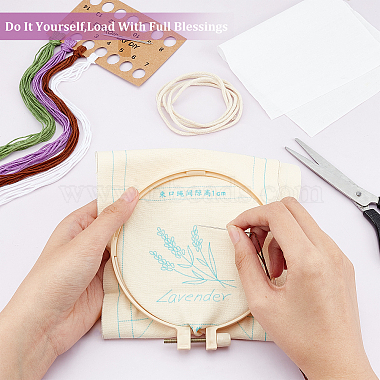 Lavender Pattern Embroidery Starter Drawstring Bag Making Kit(DIY-WH0308-156)-3