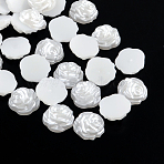 ABS Plastic Imitation Pearl Cabochons, Flower, White, 12x5mm, about 1000pcs/bag(SACR-R857-Z9)