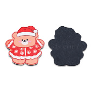 Printed Embossed Opaque Acrylic Cabochons, Christmas Style, Bear, Red, 33x28x2mm(OACR-N135-03B)