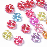Transparent Acrylic Beads, AB Color Plated, Faceted Clover, Mixed Color, 11.5x11.5x4.5mm, Hole: 1.5mm, about 166pcs/50g(X-TACR-Q270-010)