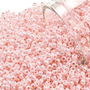 TOHO Round Seed Beads, Japanese Seed Beads, (126) Opaque Luster Baby Pink, 11/0, 2.2mm, Hole: 0.8mm, about 1110pcs/bottle, 10g/bottle(SEED-JPTR11-0126)