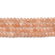 Natural Sunstone Beads Strands, Faceted, Rondelle, 3x2mm, Hole: 0.5~0.6mm, about 129~173pcs/strand, 15.5 inch(39.5cm)(G-F460-02)