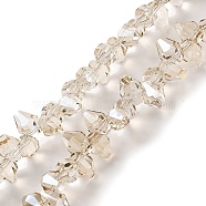 Pearl Luster Plated Electroplate Beads Strands, Faceted, Rhombus, Floral White, 8.5x6mm, Hole: 0.9mm, about 98~99pcs/strand, 12.99~14.57''(33~37cm)(EGLA-H104-07A-PL02)