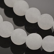 Natural White Jade Round Beads Strands, Frosted, 6mm, Hole: 1mm, about 63pcs/strand, 15.3 inch(G-G735-08F-6mm)