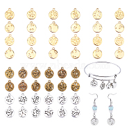 Alloy Filigree Pendants, Flat Round with Twelve Constellation, Mixed Color, 17x14x1.5mm, Hole: 1.8mm, 12sets/box(PALLOY-PH0013-65)
