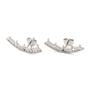 304 Stainless Steel Stud Earrings, Cat, Stainless Steel Color, 24x8mm(EJEW-H095-03P)