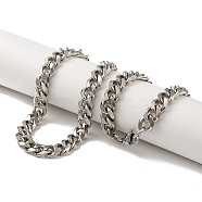 201 Stainless Steel Curb Chain Necklaces for Men, Stainless Steel Color, 24.09 inch(61.2cm).(NJEW-M218-04H-P)