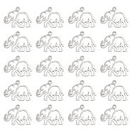 20Pcs 201 Stainless Steel Pendants,  Elephant, Hollow, Stainless Steel Color, 20x16x1mm, Hole: 1.5mm(STAS-UN0036-46)