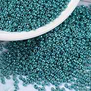 MIYUKI Round Rocailles Beads, Japanese Seed Beads, 15/0, (RR1075) Duracoat Galvanized Dark Sea Foam, 15/0, 1.5mm, Hole: 0.7mm, about 27777pcs/50g(SEED-X0056-RR1075)