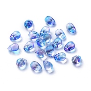 Transparent Glass Charms, Dyed & Heated, Faceted, Teardrop, Dodger Blue, 6x5.5x6.5mm, Hole: 0.8mm(X-GLAA-O017-02B)