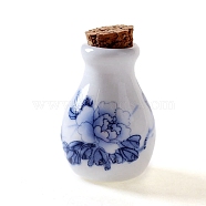 Peony Pattern Handmade Porcelain Essential Oil Empty Perfume Bottle, Refillable Bottle, Royal Blue, 3~5cm(PW-WG78122-03)