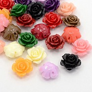 Synthetic Coral 3D Flower Rose Beads, Dyed, Mixed Color, 14x8mm, Hole: 1~1.4mm(X-CORA-A005-14mm-M)