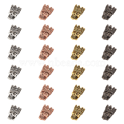 Tibetan Style Alloy Beads, Skull with Crown, Mixed Color, 16x12x6mm, Hole: 2mm, 4 colors, 6pcs/color, 24pcs/box(TIBEB-FH0001-02)