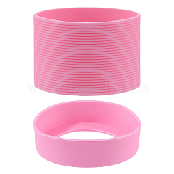 Silicone Cold Beer Cup Sleeve, Insulated Drink Can Cover Ring, Hot Pink, 17.5~49.5x64mm, Inner Diameter: 60~62.5mm, 2pcs/set(SIL-WH0014-24A)
