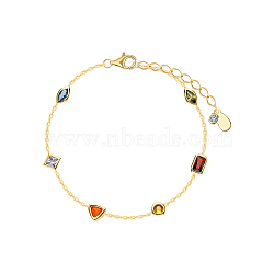Bohemian Style S925 Silver Geometric Colorful Zircon Bracelet Fashion Accessory(SX0848)
