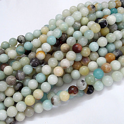 Natural Flower Amazonite Beads Strands, Round, 4mm, Hole: 0.8mm, about 92pcs/strand, 15.5 inch(39.5cm)(G-G692-01-4mm)